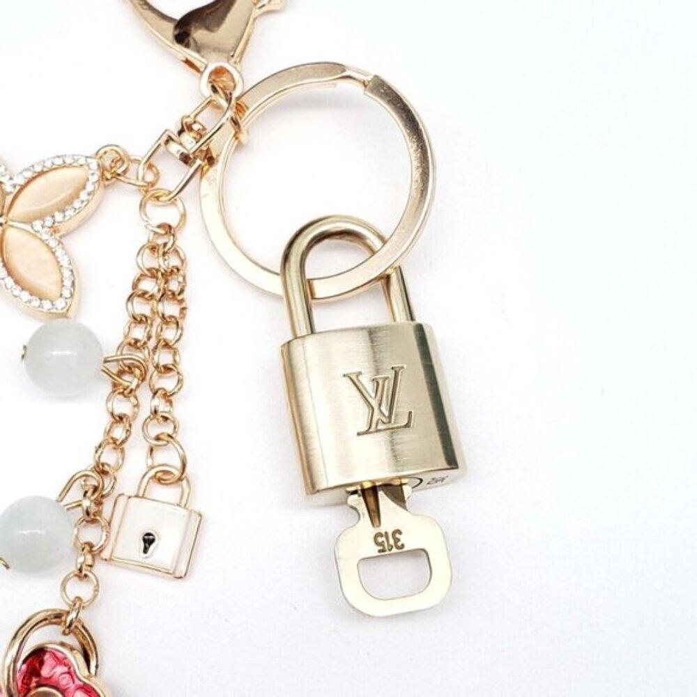 Authentic Louis Vuitton Gold Padlock & Key 🔒 LV Bag Charm w/ Unbranded Keychain - Picture 8 of 10